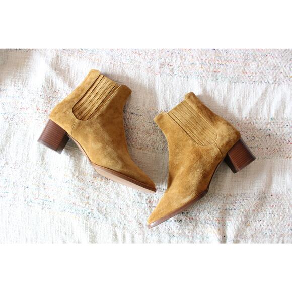 Sezane Jules Tan Suede Chelsea Boots Size 38 - Picture 2 of 5